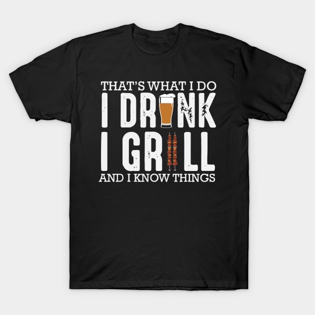 Funny Drinking And Grilling Design, Gift For Husband T-Shirt by Wicked Zebra